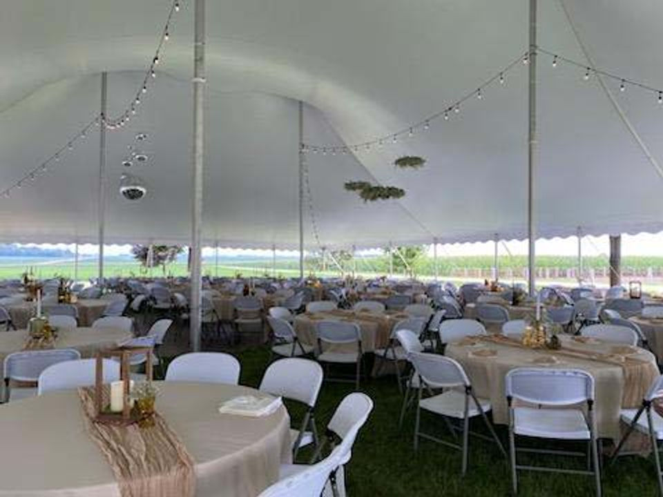 Midwest Tent Rental evening party tent setup, Sioux Center Iowa